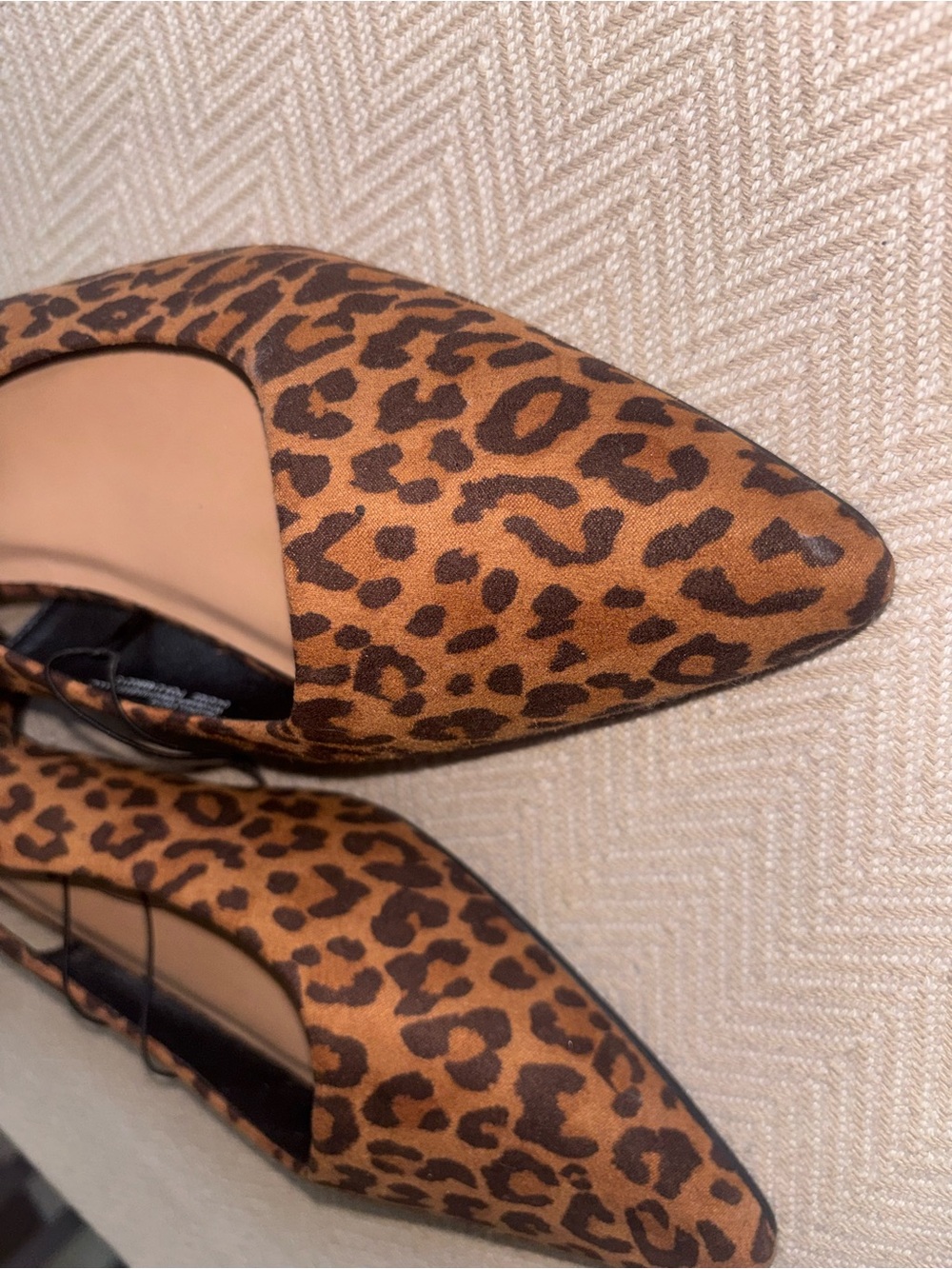 Ophelia Rose Leopard-Print Pointed Slingback Flats in Brown - Picture 2 of 4